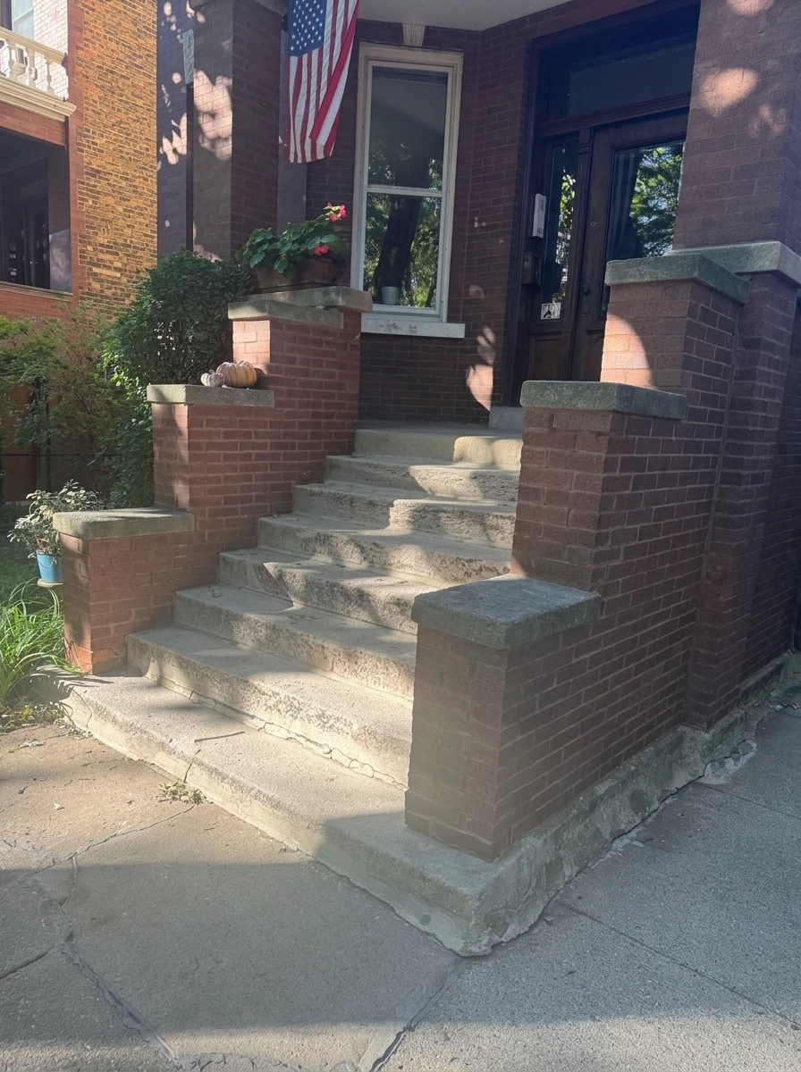 Brick front stoop rebuild — before