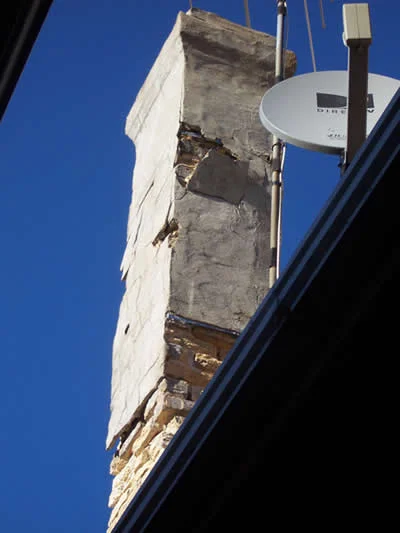 Chimney rebuild & tuckpointing — before