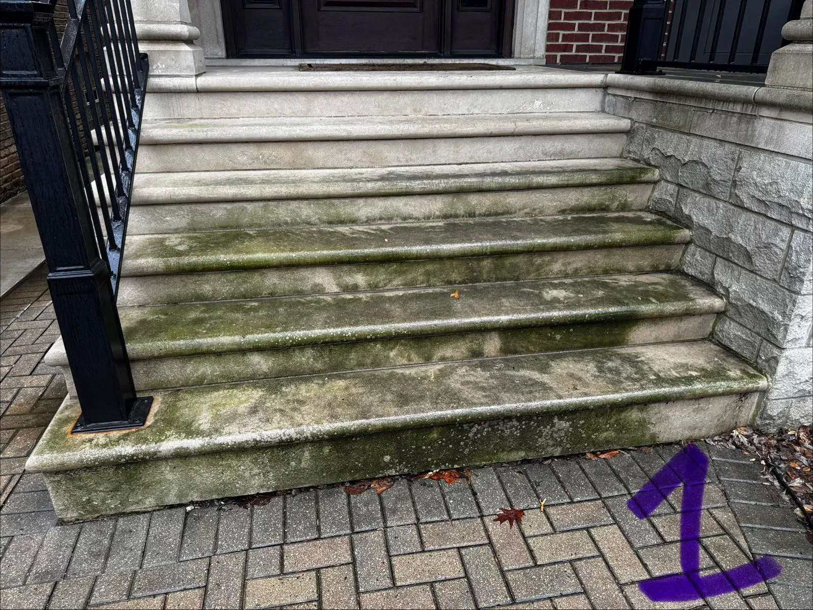 Stone stoop restoration — before